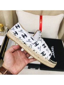 Chanel CC Allover Canvas Espadrilles White 2020