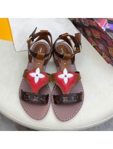 Louis Vuitton Faro Flat Heart Thong Sandals Brown 2021