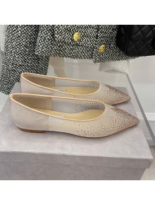 Jimmy Choo Crystal Mesh Ballerina Flat Nude 2021 73