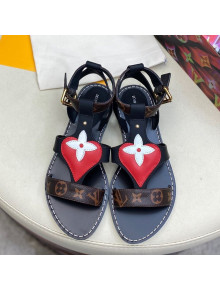 Louis Vuitton Faro Flat Heart Thong Sandals Black 2021