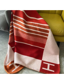 Hermes Striped Wool Blanket 135x170cm Orange 2021