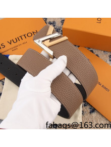 Louis Vuitton Grianed Leather Belt 4cm with Patchwork LV Buckle Beige 2021 37