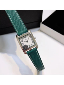 Hermes Cape Cod Grained Leather Watch 23x23mm Green/Silver 2020