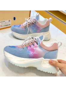 Louis Vuitton Run Away Pulse Suede and Iridescent Monogram Sneakers Light Blue 2019 (For Women and Men)