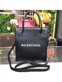 Balenciaga Calfskin North-South Mini Shopping Bag Black 2018