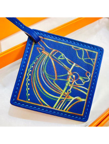 Hermes Carre Calfskin Nano Bag Charm Blue 2021