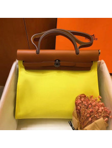 Hermes Herbag 31cm PM Double-Canvas Shoulder Bag Neon Yellow