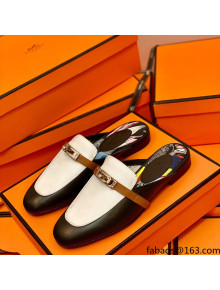 Hermes Oz Mule in Smooth Calfskin with Iconic Kelly Buckle Black/White 55 2022(Handmade) 