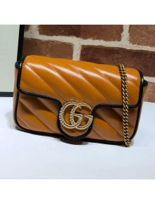 Gucci GG Diagonal Marmont Super Mini Bag 574969 Cognac 2019