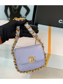 Chanel Calfskin Chain Charm Mini Flap Bag AS2833 Purple 2021 