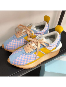 Lanvin Bumpr Check Nylon Sneakers Blue/Pink 2021 17 (For Women and Men)