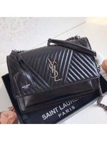 Saint Laurent Sunset Medium Shoulder Bag in Monogram Leather 442906 Black 2019