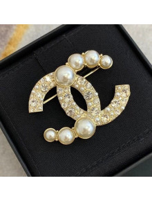 Chanel Crystal Pearl CC Brooch AB5733 2021