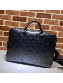 Gucci GG Embossed Leather Business Bag 658573 Black 2021