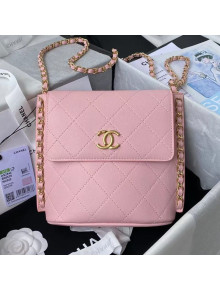 Chanel Calfskin Small Hobo Bag with Chain Charm AS2542 Pink 2021