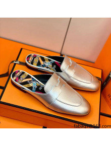 Hermes Catena Mule in Smooth Calfskin Silver 62 2022（Handmade）