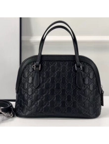 Gucci 341504 Black Signature Leather Top Handle Bag 