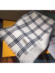 Burberry Cashmere & Silk Check Long Scarf White 2020