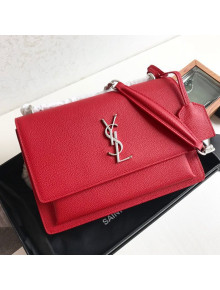 Saint Laurent Sunset Medium Shoulder Bag in Grained Leather Red 442906 2019