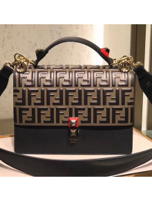 Fendi Kan I Medium Embossed FF Top Handle Bag Black/Coffee 2018