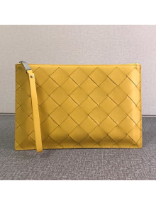 Bottega Veneta Maxi Woven Medium Pouch Yellow 2019