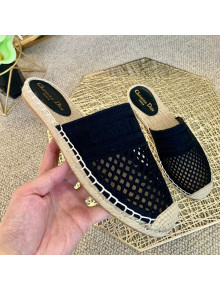 Dior Granville Espadrille Mules in Black Mesh Embroidery 2020