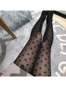 Louis Vuitton Flocked Monogram Tights Black 01 2019