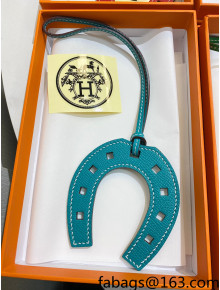 Hermes Paddock Calfskin Horseshoe Bag Charm Azure Blue 2021 05