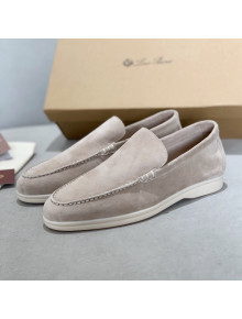 Loro Piana Summer Walk Moccasin Loafers in Light Grey Suede 2021(For Men)