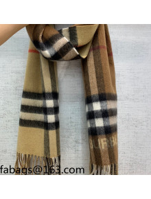 Burberry Check Cashmere Scarf 30x168cm Brown 2021 110317