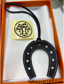 Hermes Paddock Calfskin Horseshoe Bag Charm Black 2021 09