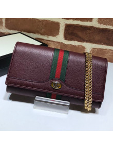 Gucci Ophidia Leather Chain Wallet 546592 Burgundy 2019