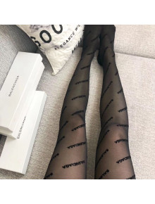 Balenciaga Flocked Logo Tights Black 01 2019