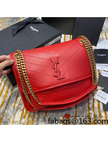 Saint Laurent Medium Niki Chain Bag in Lambskin 498894 Red 2021