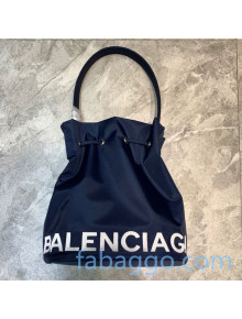 Balenciaga Wheel XS Drawstring Bucket in Blue Logo Nylon 2020