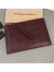 Bottega Veneta Maxi Woven Medium Pouch Burgundy 2019