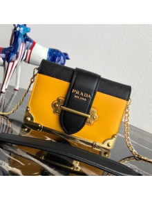 Prada Cahier Calf Leather Bag 1BH018 Yellow 2019