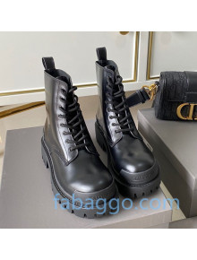 Balenciaga Strike Calfskin Lace-up Short Boot All Black 2020