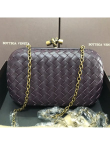 Bottega Veneta Knot Woven Lambskin Clutch with Chain Grey 02 2019