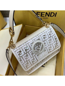 Fendi Kan I Transparent FF Medium 25cm Kan I Flap Bag White 2019