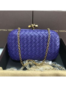 Bottega Veneta Knot Woven Lambskin Clutch with Chain Violet Blue 2019