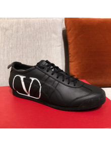 Valentino VLogo Straped Leather Sneakers Black Leather 2021