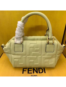 Fendi Lambskin FF Square-shaped Mini Boston Top Handle Bag Light Yellow 2019