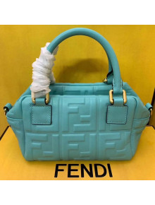 Fendi Lambskin FF Square-shaped Mini Boston Top Handle Bag Blue 2019