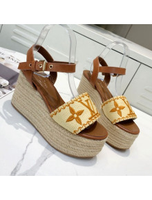 Louis Vuitton Boundary Raffia Wedge Sandals Brown 2021