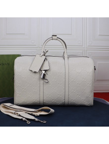 Gucci GG Embossed Duffle Travel Bag ‎625768 White 2021