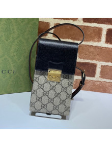 Gucci GG Vertical Clutch with Strap 658229 Beige/Black/Brown 2021