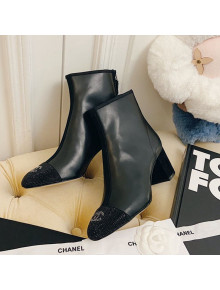 Chanel Leather Crystal Short Boots 5.5cm Black 2020