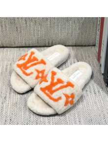 Louis Vuitton LV Wool Flat Slide Sandals White 2021 08