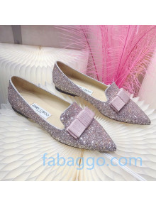 Jimmy Choo Gabie Glitter Sequins Pointy Toe Flat Ballerinas with Bow 01 2020